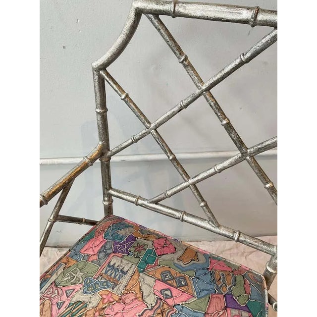1980s Italian Silver Leaf Faux Bamboo Chairs - a Pair For Sale - Image 12 of 12