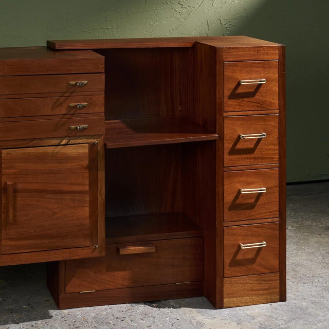 Wood Multifunctional Sideboard in Mahogany in the style of Eileen Gray, Germany For Sale - Image 7 of 13