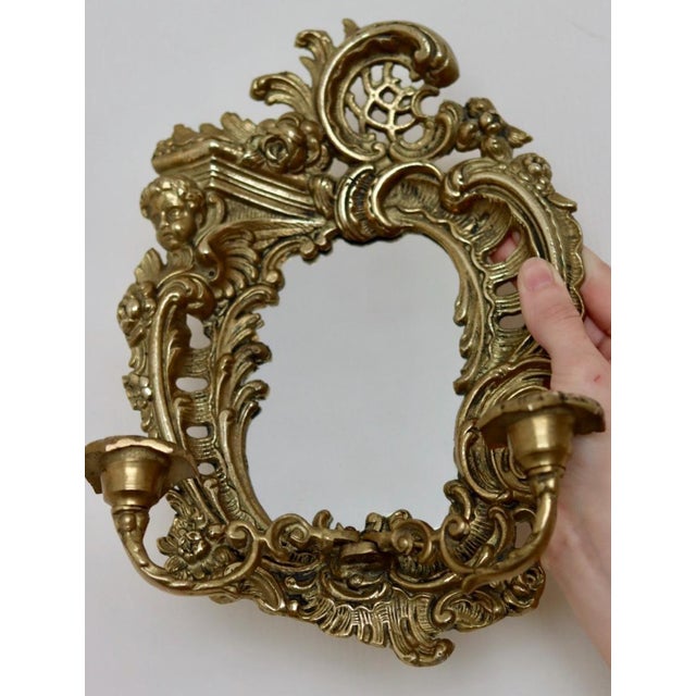 Swedish Brass Sconces with Mirror, Set of 2 For Sale - Image 4 of 8