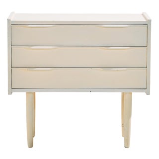 White Painted Nightstand with Three Drawers For Sale