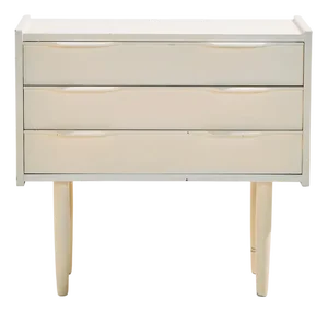 White Painted Nightstand with Three Drawers