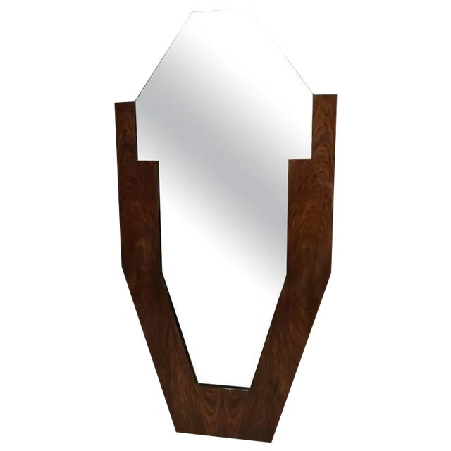 French Art Deco Walnut Standing Mirror For Sale