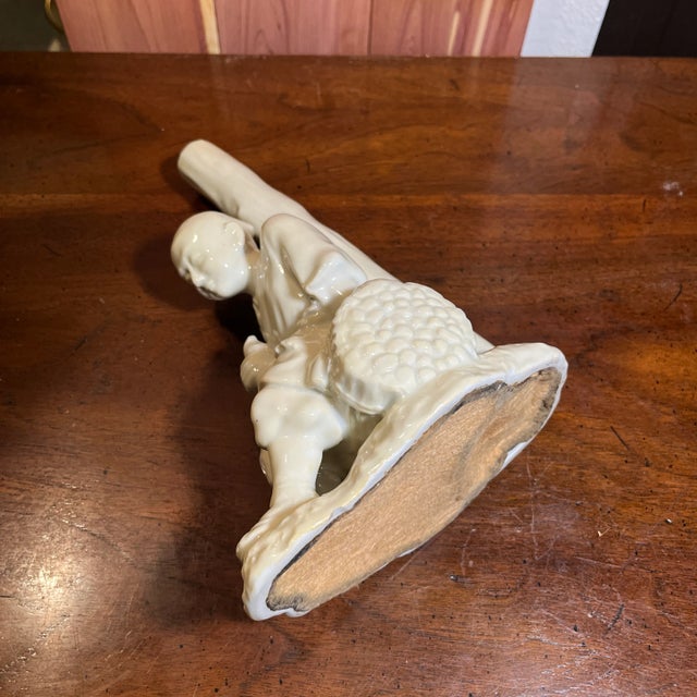 Ceramic Mid 20th Century Japanese White Glazed Porcelain Old Man Figurine Flower Vase For Sale - Image 7 of 9