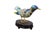 Vintage Chinese cloisonné enamel rose bird figurine with a wooden base. Dimensions: 4.75" x 1.5" x 3.25" / Height with...