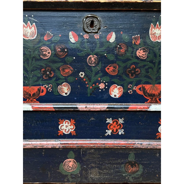 Mid-Century Modern 19th Century Scandinavian Folk Painted Blanket Chest For Sale - Image 3 of 8