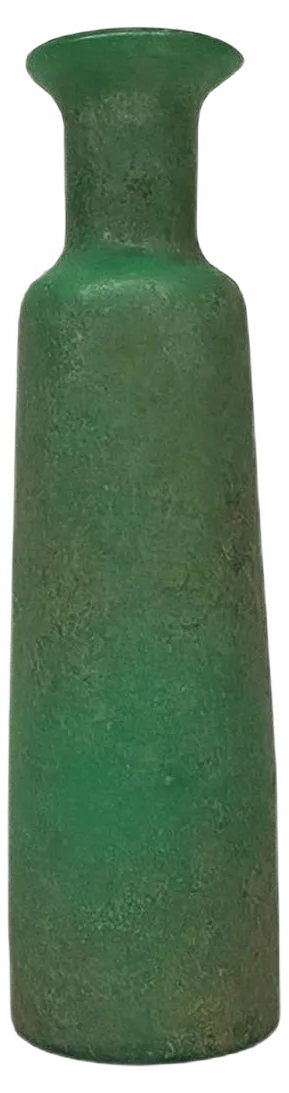 Mid-Century Modern Italian Green Scavo Glass Vase with Matte Finish, 1960s