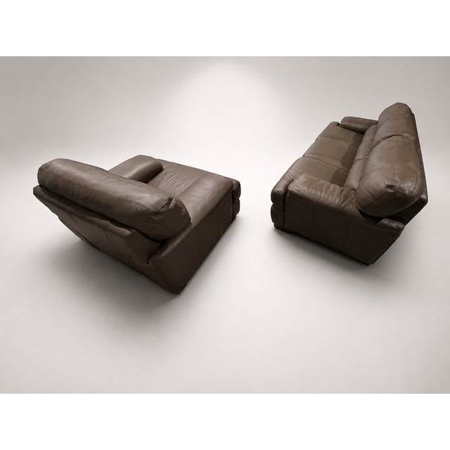 Brown Leather Lounge Set — Studio Edition For Sale - Image 8 of 9