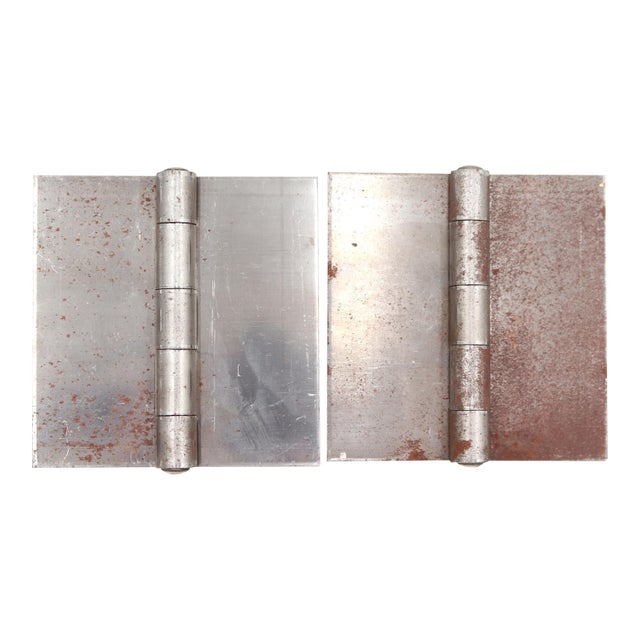 Pair of Vintage 4 X 4 In. Blank Steel Butt Door Hinges For Sale