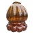 1960s Mid 20th Century Hand-Blown Amber Art Glass Pumpkin Melon Ribbed Lamp Shade 4" Fitter For Sale