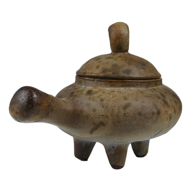 Sculptural Ceramic Vessel with Lid by Agnès Escala, 1960s For Sale