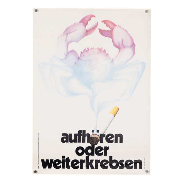 Aufhören oder Weiterkrebsen Anti-Drug Campaign Poster by Peter Welzel, 1970s For Sale