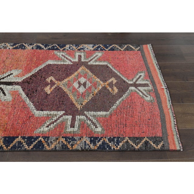 1970s Vintage Turkish Handmade Wool & Cotton Pink Runner Rug For Sale In San Francisco - Image 6 of 11