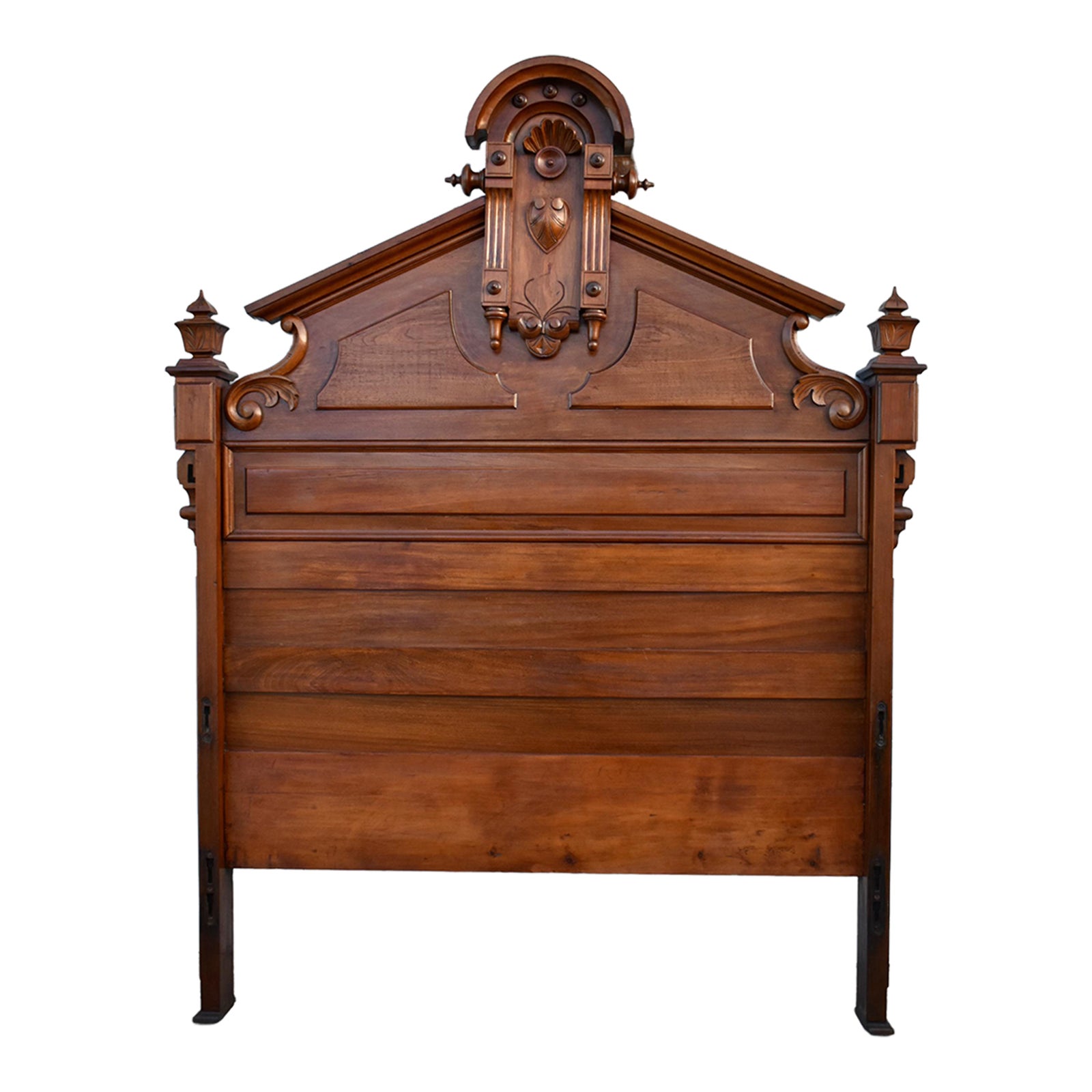 Antique Victorian Eastlake Style Craved Walnut Full Size High Back