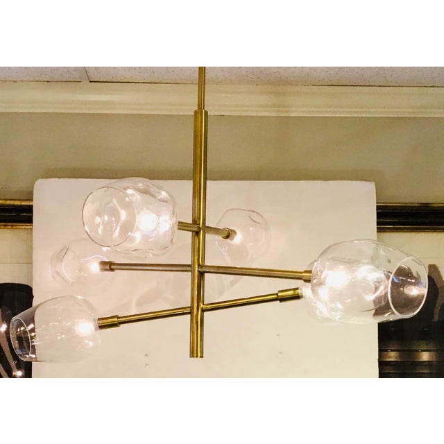 2020s John Richard Modern Brass Finished Glass Globe Chandelier For Sale - Image 5 of 6