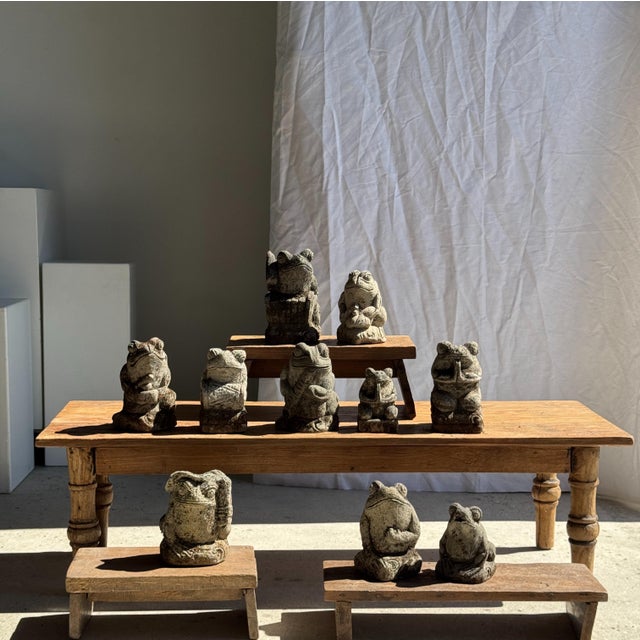 Stone Small Balinese Limestone Frog Sculpture with Metallophone For Sale - Image 7 of 17