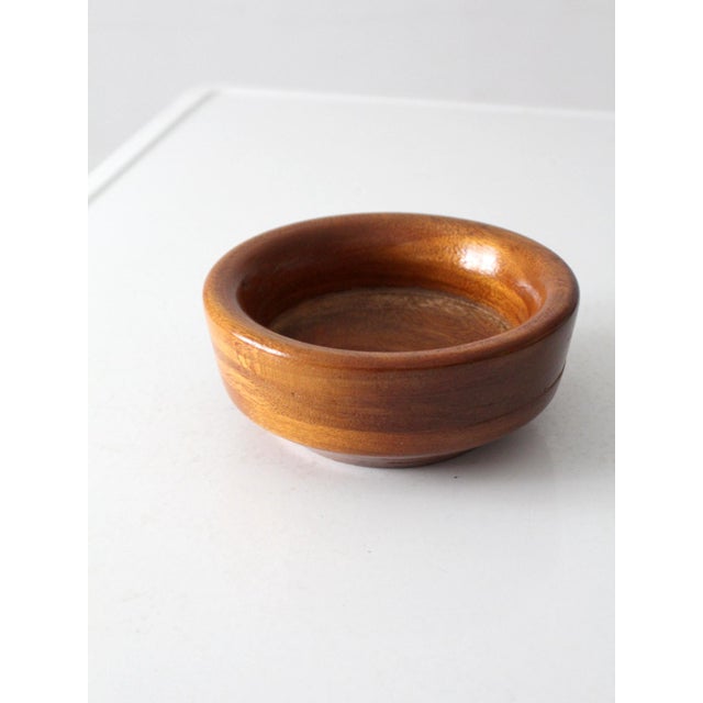 Wood Vintage Mid Century Turned Wood Bowl For Sale - Image 7 of 13