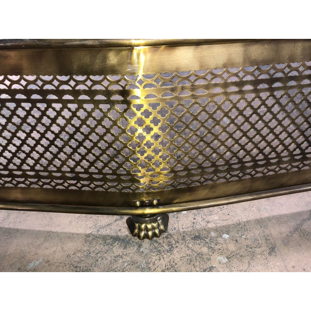 English Antique Brass Fireplace Fender With Paw Feet For Sale - Image 3 of 6