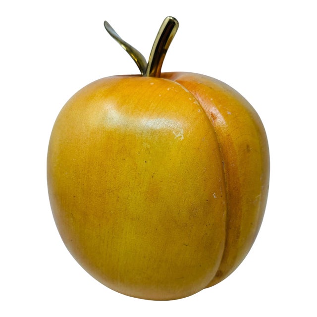 Colossal 10.5" Vintage 1970s Hand-Carved Wood Peach Sculpture - Costa Rica For Sale