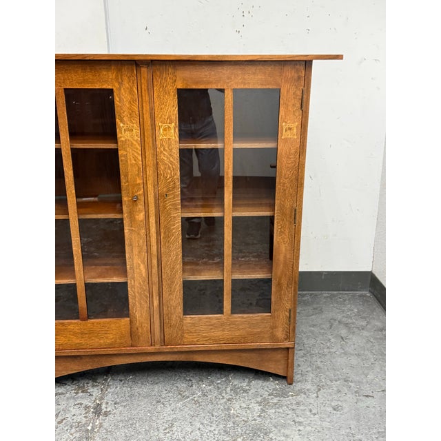 Stickley Furniture Harvey Ellis Design Bookcase With Inlay For Sale - Image 10 of 14