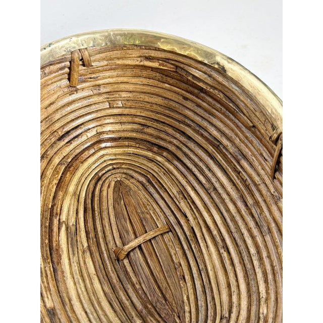 1950s French Riviera Rush and Brass Basket, France, 1950s For Sale - Image 5 of 12