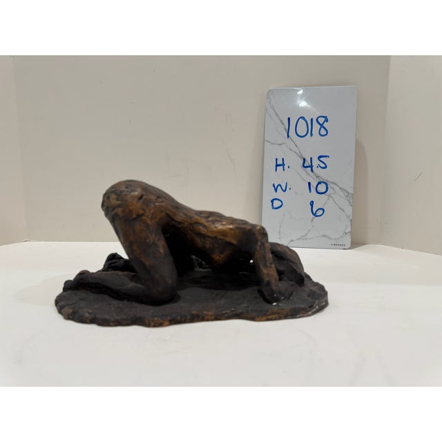 Metal 1960s Larry Mohr Bronze Crouching Female Figure Sculpture Signed From Artist Estate For Sale - Image 7 of 7