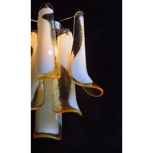 2020s Italian Murano Sconces of Mazzega Caramel Lattimo Petals Glass - a Pair For Sale - Image 5 of 8