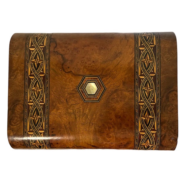 Mid 19th Century Antique 19th Century English Tun Bridge Ware Burl Walnut Marketry Slope Lap Desk For Sale - Image 5 of 15