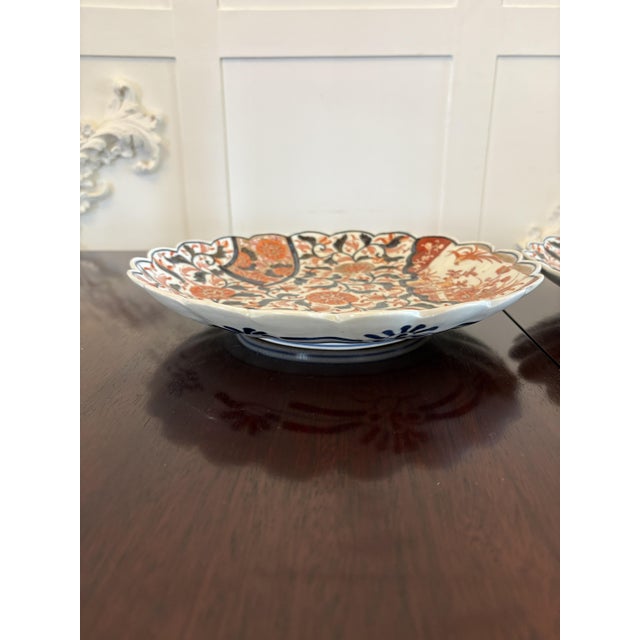 Antique Japanese Hand Painted Imari Plates, 1860s, Set of 2 For Sale - Image 6 of 14