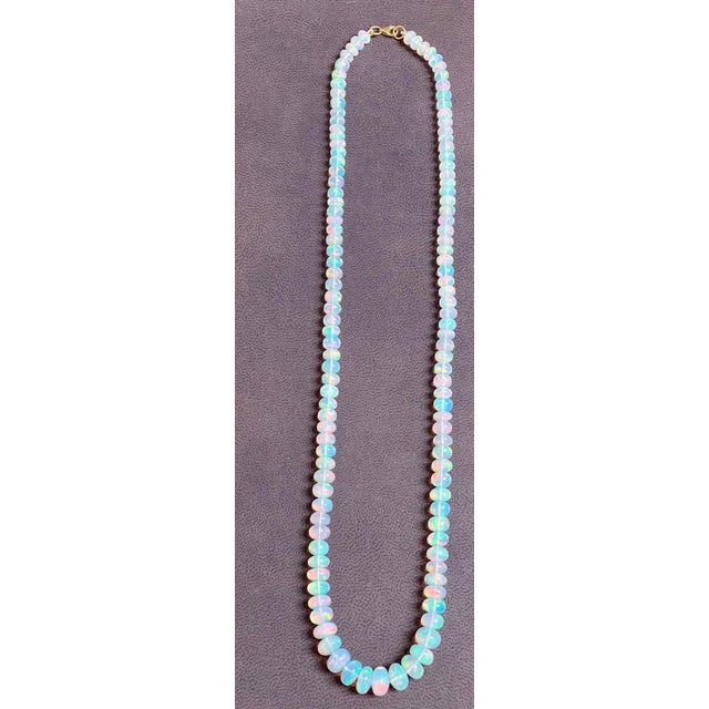 Contemporary Natural 110 Ct Ethiopian Opal Bead Single Strand Necklace 14 Karat Yellow Gold For Sale - Image 3 of 18