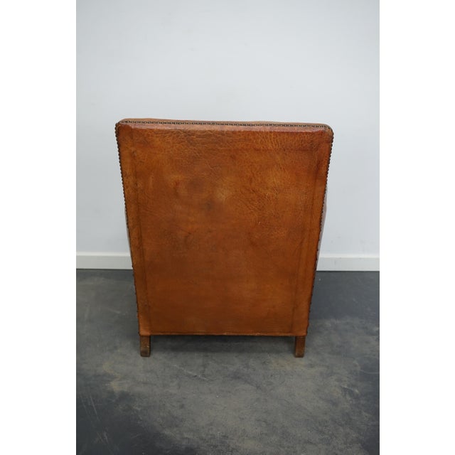 Vintage French Cognac-Colored Leather Club Chair, 1940s For Sale - Image 11 of 15