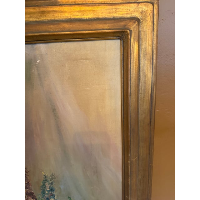 Purple Vintage 1938 Floral Still Life Oil Painting, Signed Ashley, in Gilt Wood Frame For Sale - Image 8 of 16