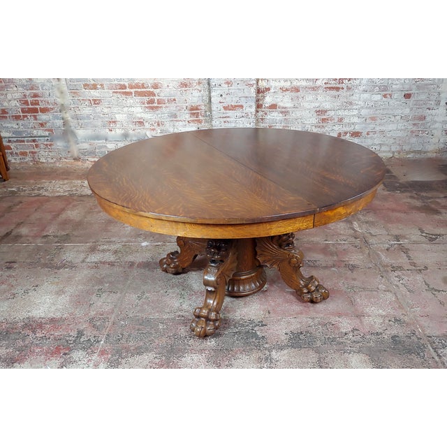 19th Century Traditional .j. Horner Antique Tiger Oak Pedestal Table