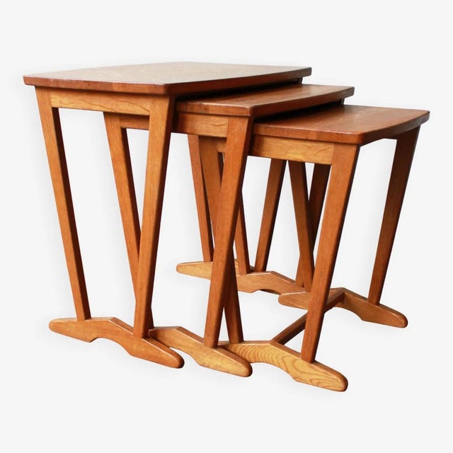 Vintage Danish Nesting Tables, 1960s, Set of 3 For Sale - Image 9 of 9