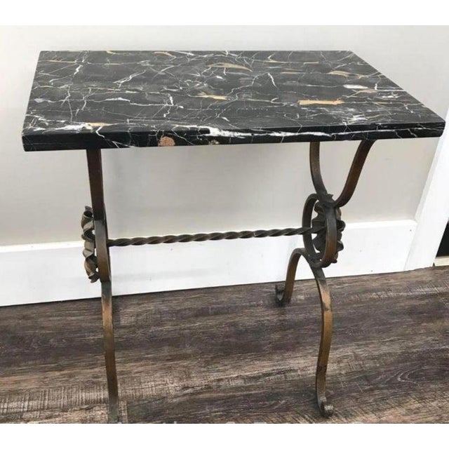 Antique French Wrought Iron Marble Top End Table Chairish