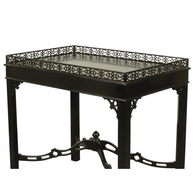 Chippendale 1990s Black Lacquer Tea Tables, Pair For Sale - Image 3 of 7