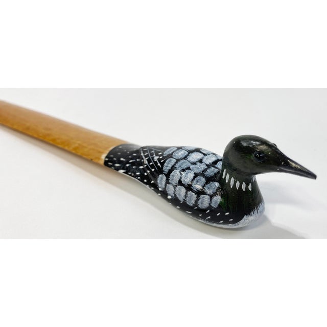Mid 20th Century Vintage Wooden Hand-Painted Duck Motif Letter Opener For Sale - Image 5 of 7