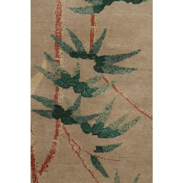 Rug & Kilim’s Chinese Art Deco Style Fragment Rug in Beige With Floral Patterns For Sale In New York - Image 6 of 7