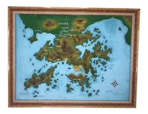 Topographical Map of Hong Kong Harbor