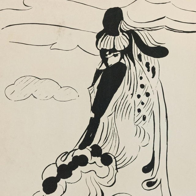 Teresa Vilarrubias, Aubrey Beardsley Style Composition, Silkscreen, 1950s For Sale - Image 4 of 7