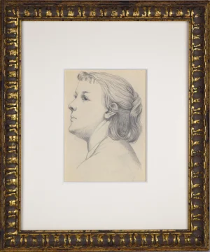 19th Century Classical Graphite Portrait Drawing of a Woman