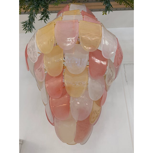 2020s Contemporary Sanded Pink and Amber “Petals” Murano Glass Chandelier by Simoeng For Sale - Image 5 of 8