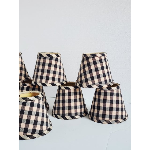 Vintage Black & Linen Chandelier Shades- Set of 8 For Sale - Image 4 of 12