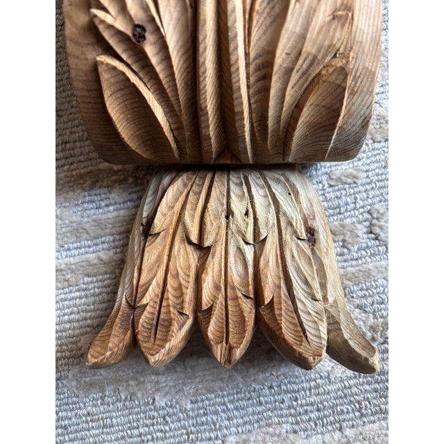 Gold Antique Carved Pine Corbels, a 19th Century Pair For Sale - Image 8 of 13