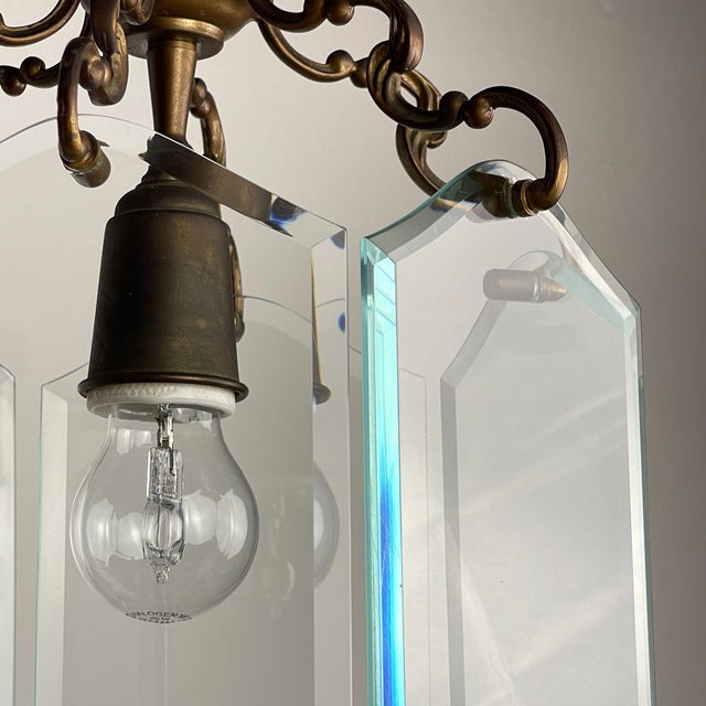 Vintage Bronze Pendant Lamp in the style of Pietro Chiesa for Fontana Arte, Italy, 1950s For Sale - Image 10 of 18