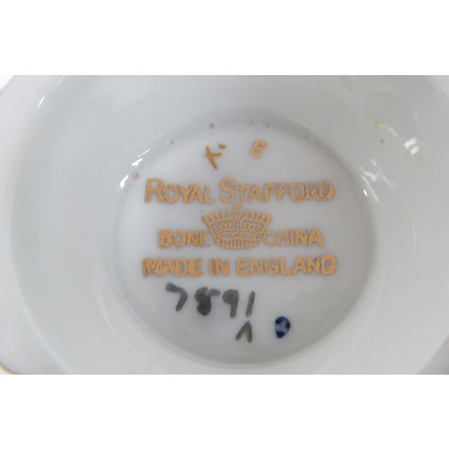 Eggshell Royal Stafford Red Floral Garland Bone China Floral Tea Cup and Saucer Set 4651b For Sale - Image 8 of 18