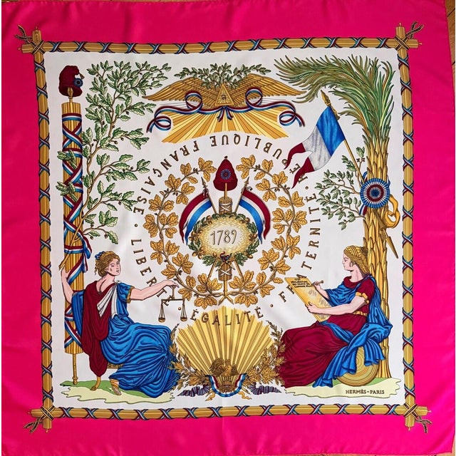 Hermès République Française 1989 Silk Scarf Designed by Joachim Metz For Sale
