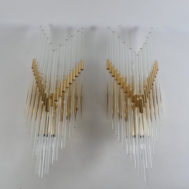 Tubular Crystal Glass Wall Lamps from Venini, Italy, 1970s, Set of 2 For Sale - Image 11 of 11