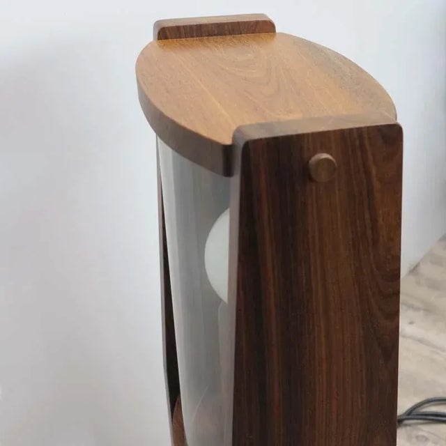 Vintage Wooden Floor Lamp with Arched Glass Panes, 1960s For Sale - Image 11 of 16