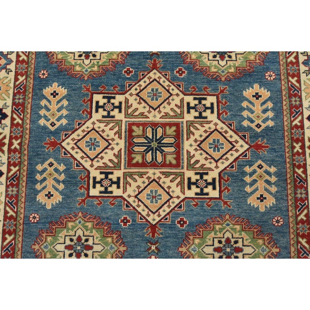 2020s Kazak Rug 5′ X 6’8” Blue Wool Tribal Hand-Knotted Oriental Carpet For Sale - Image 5 of 12