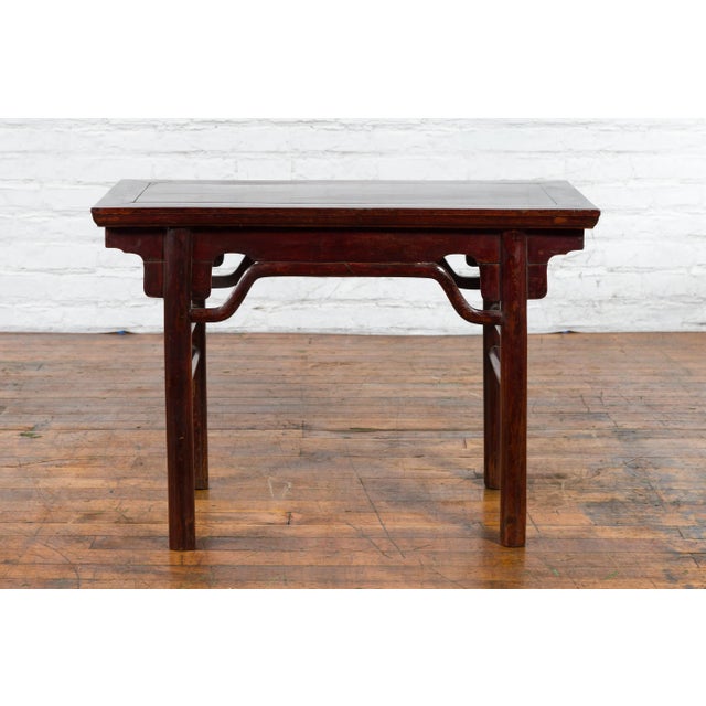 Chinese 19th Century Qing Dynasty Humpback Stretcher Altar Console Table For Sale In New York - Image 6 of 13